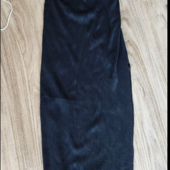 Abercrombie & Fitch Ribbed Midi Skirt Side Slit Black Size XXS - Picture 3 of 4